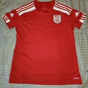 WOMENS RED ADIDAS SOCCER JERSEY MEDIUM